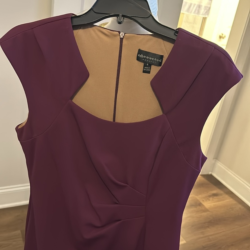 Connected apparel 8 maroon Sheath business dress. NWOT. - Picture 6 of 9